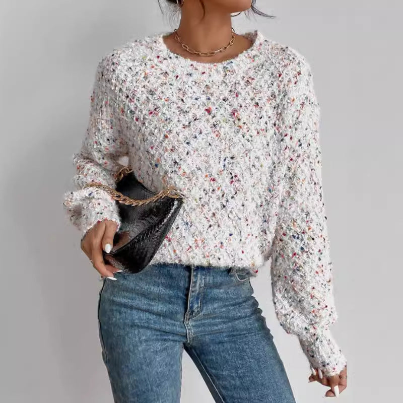 Autumn And Winter Round Neck Pullover Long Sleeve Knitted Top